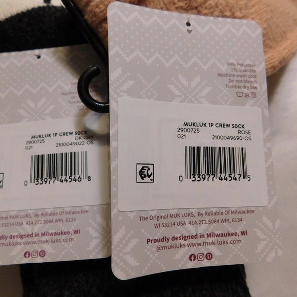 Muk Luks Women's Boot Socks Crew Style 2 Pairs NEW - Picture 4 of 4
